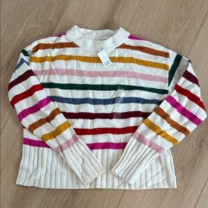 GAP Cream Sweater with Pink and Orange Stripes